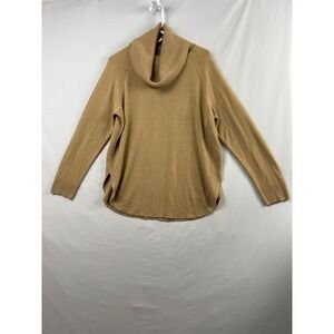 Croft & Barrow Cowl Neck Sweater Women XL Tan Excellent Ribbed High-Low Pullover